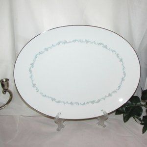 Sango Fine China ARABESQUE Large Serving Platter Platinum Rim Japan Vintage